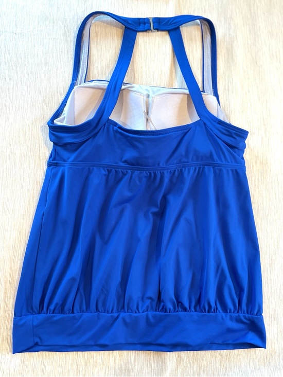 Lands' End Women’s Blouson Halter Swim Tankini Bathing Suit Top Royal Blue 8 - Picture 5 of 9